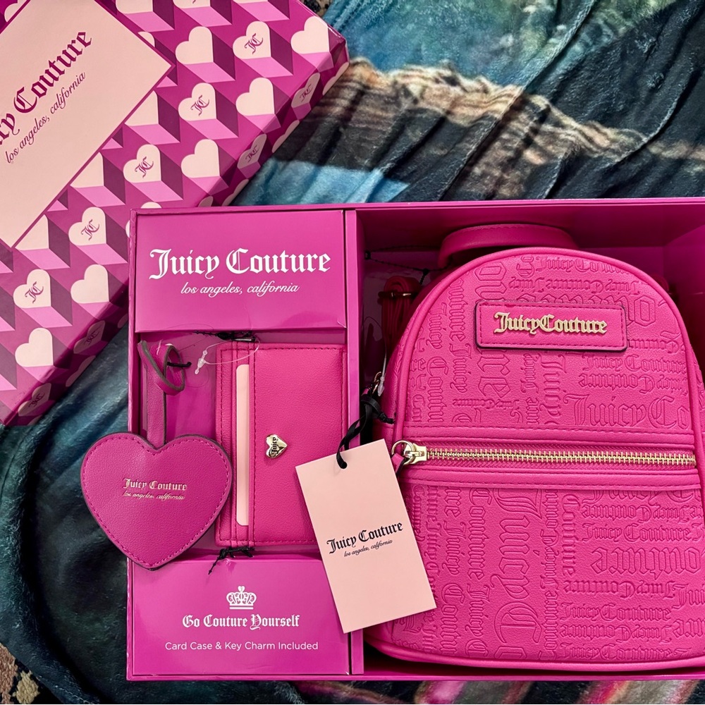 Juicy Couture //  Vibrant Pink Backpack and Card Case Set